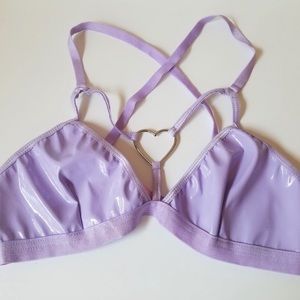 sugar thrillz vinyl bit me bra in lilac